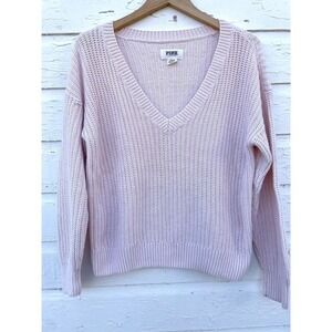 Victoria's Secret PINK Sweater Soft V-Neck Boyfriend Ribbed Knit Women's Medium